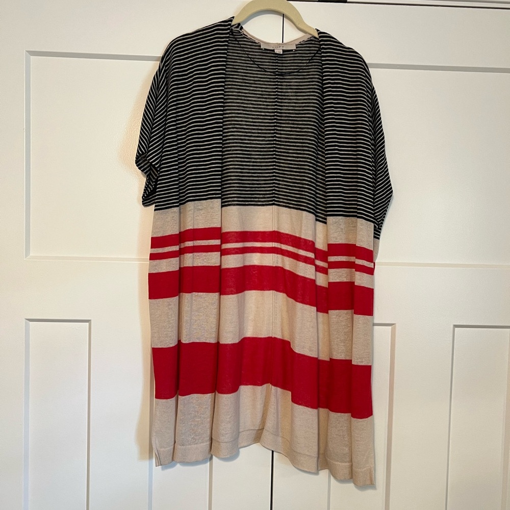 Striped Black and Red Short Sleeved Cardigan